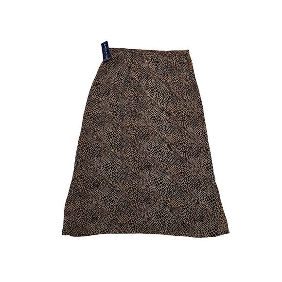 Karen Scott petites Brown Animal Print Skirt a line Sz PL Side Slip Lightweight - Picture 2 of 7